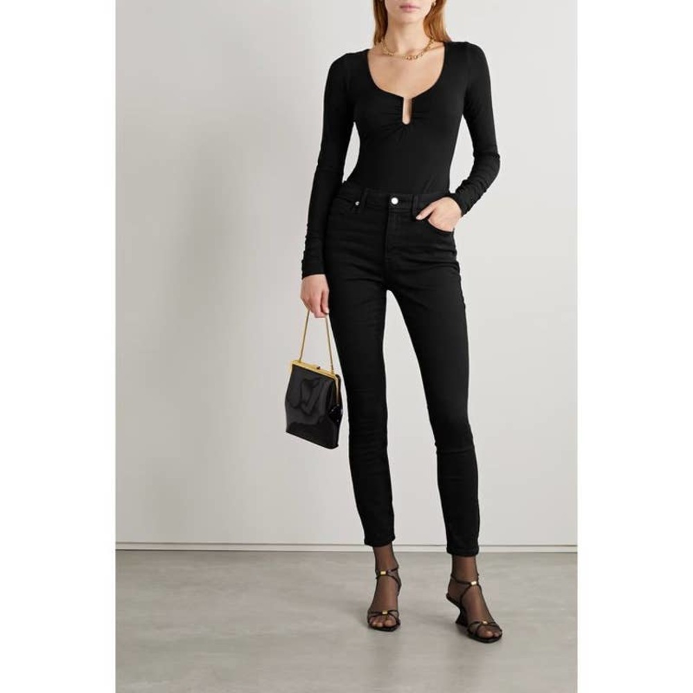 GOOD AMERICAN good touch long sleeve black bodysuit 3/L